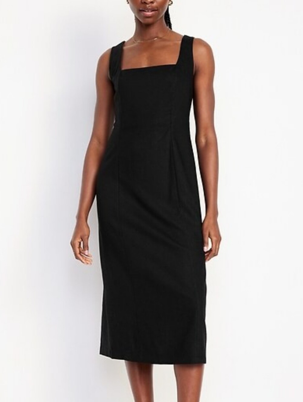 Old Navy Linen Black Square-Neck Midi Dress - Size Large